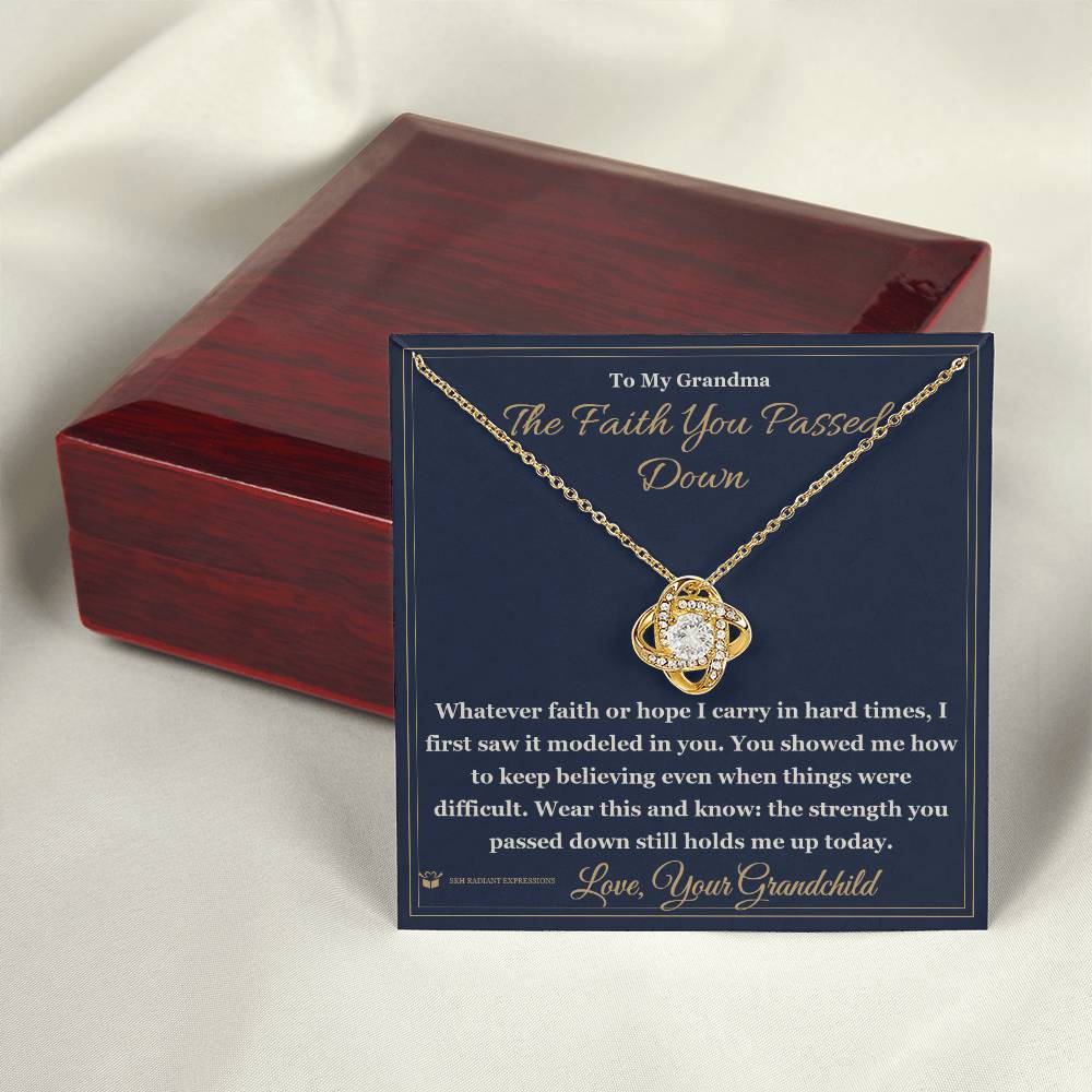 Custom name-personalized Love Knot Necklace gift for grandmother
