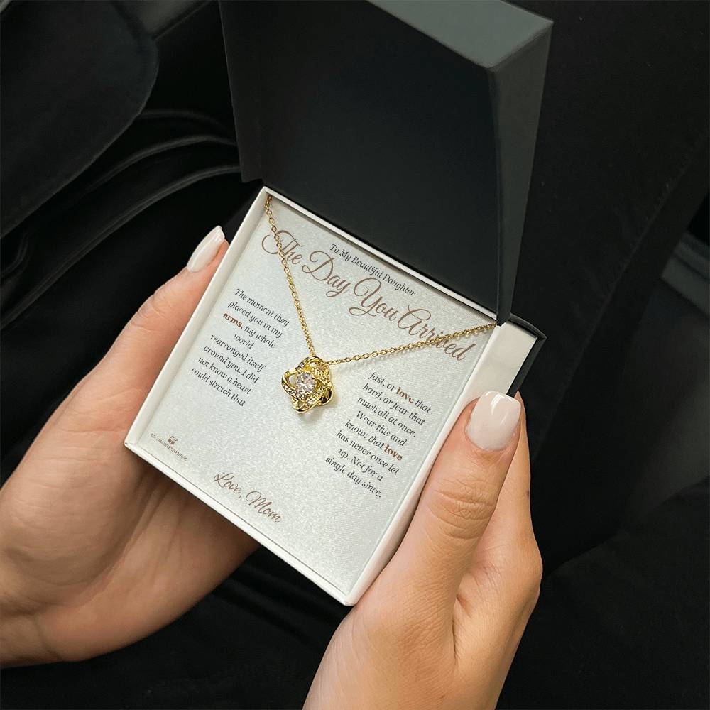 The Day You Arrived - Love Knot Necklace for Daughter
