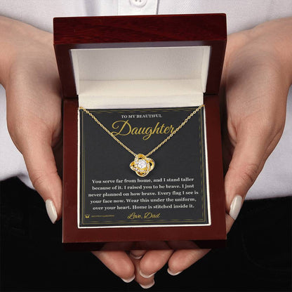 Love Knot Necklace engraved with your own words for daughter