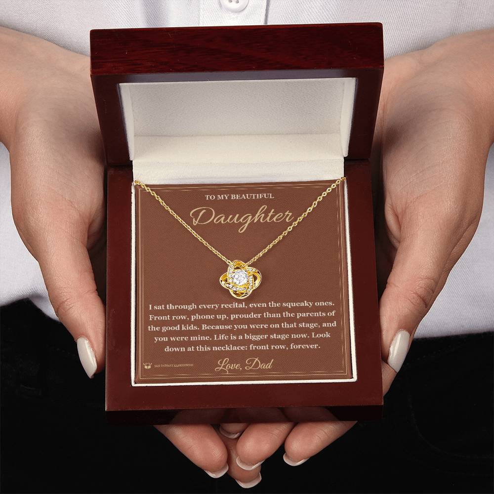 Love Knot Necklace engraved with your own words for daughter