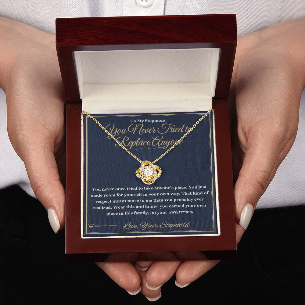 Love Knot Necklace engraved with your own words for stepmom