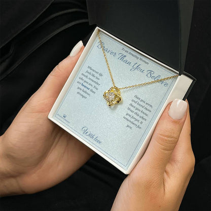 Engraved Love Knot Necklace with message for her