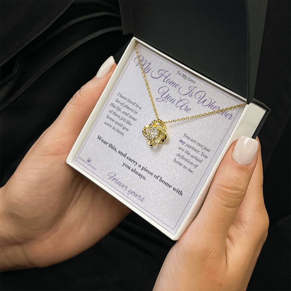Engraved Love Knot Necklace with message for partner