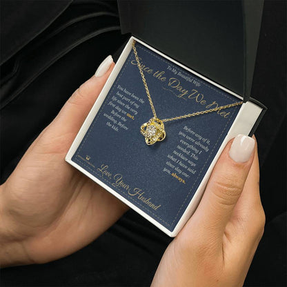 Love Knot Necklace with personalized message card for wife
