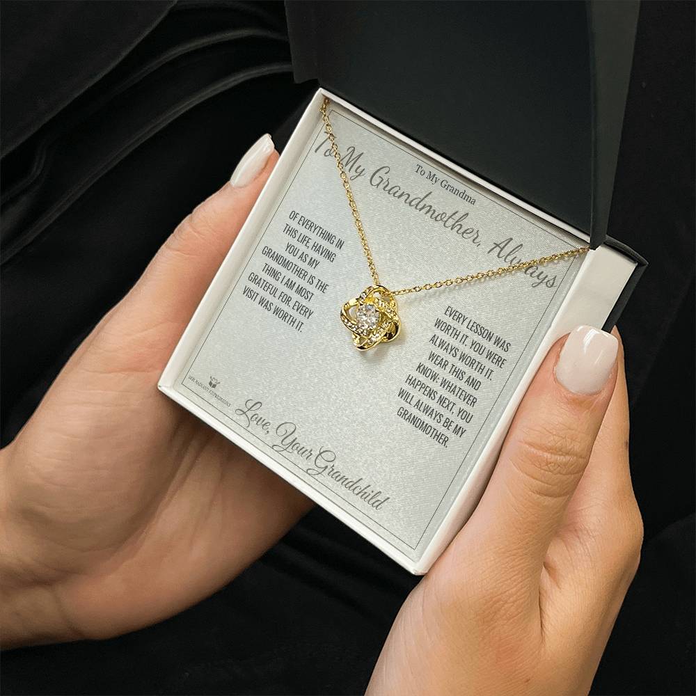 Custom name-personalized Love Knot Necklace gift for grandmother