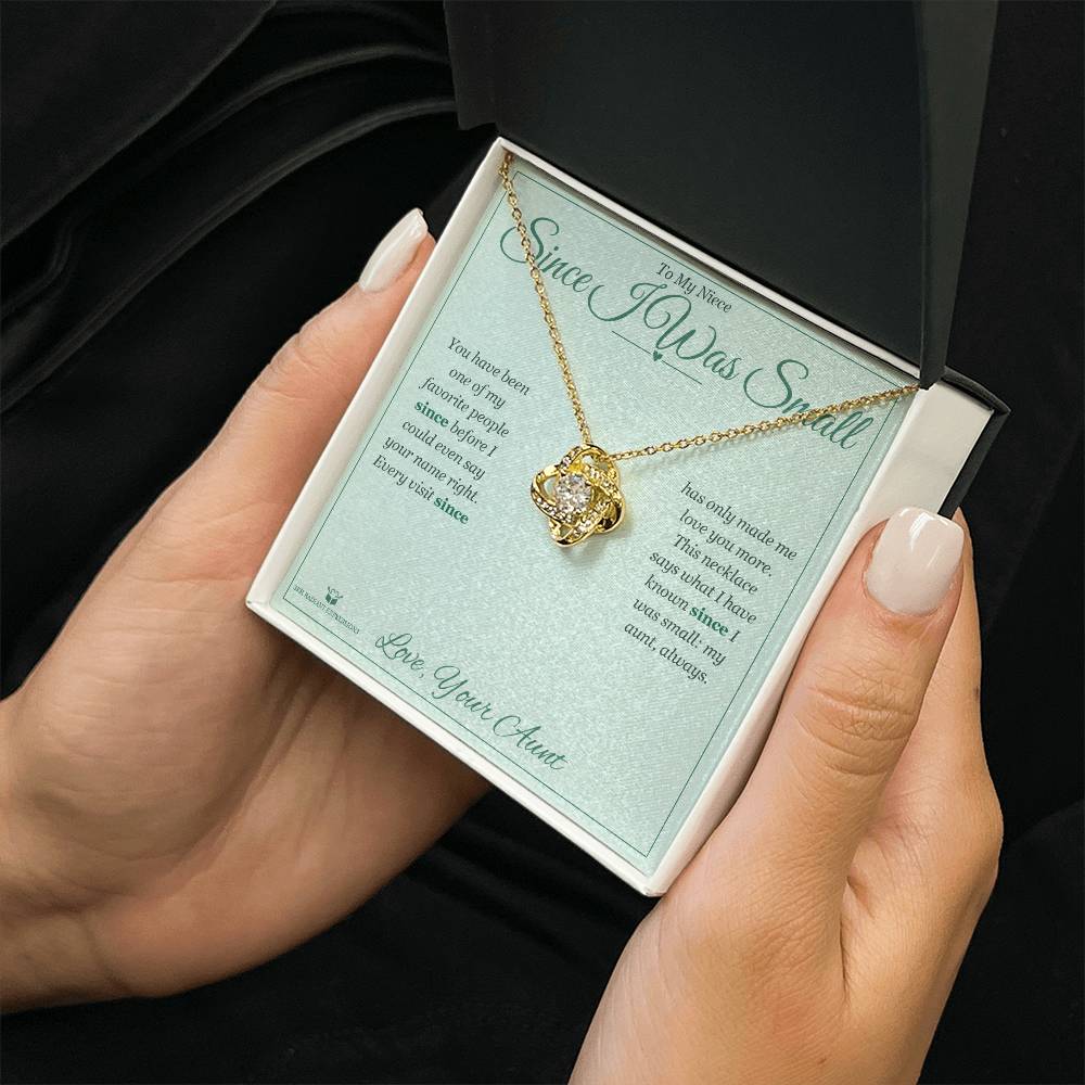 Engraved Love Knot Necklace with message for niece
