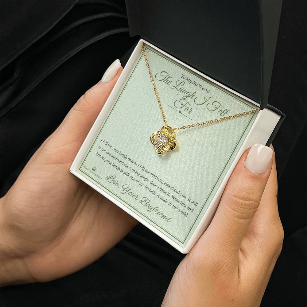 The Laugh I Fell For - Love Knot Necklace with Red Rose Box for Girlfriend - personalized keepsake gift from SKH Radiant Expressions