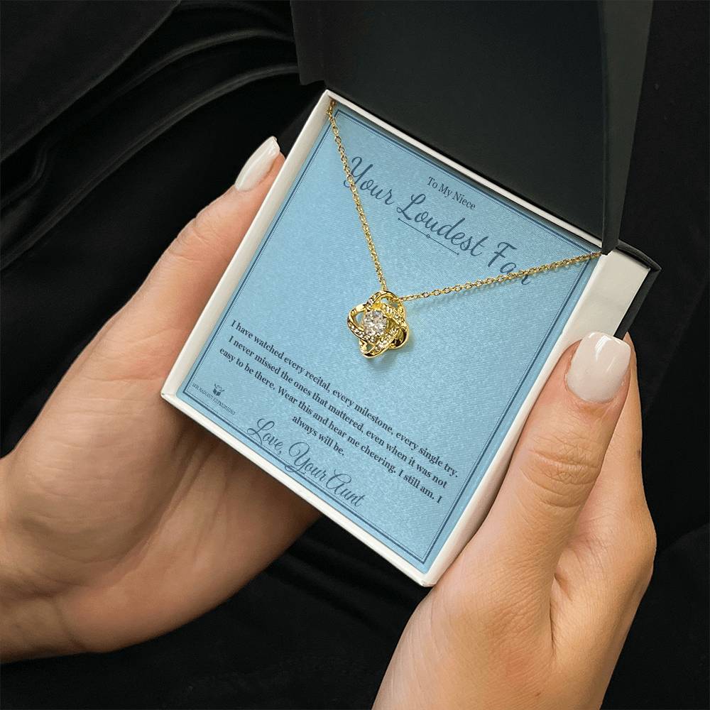 Your Loudest Fan - Love Knot Necklace for Niece - personalized keepsake gift from SKH Radiant Expressions