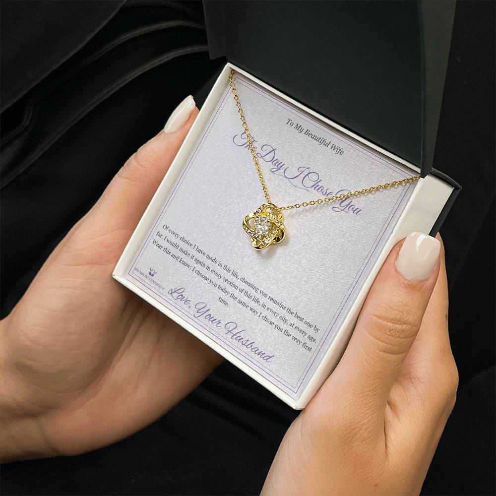 The Day I Chose You - Love Knot Necklace for Wife - personalized keepsake gift from SKH Radiant Expressions
