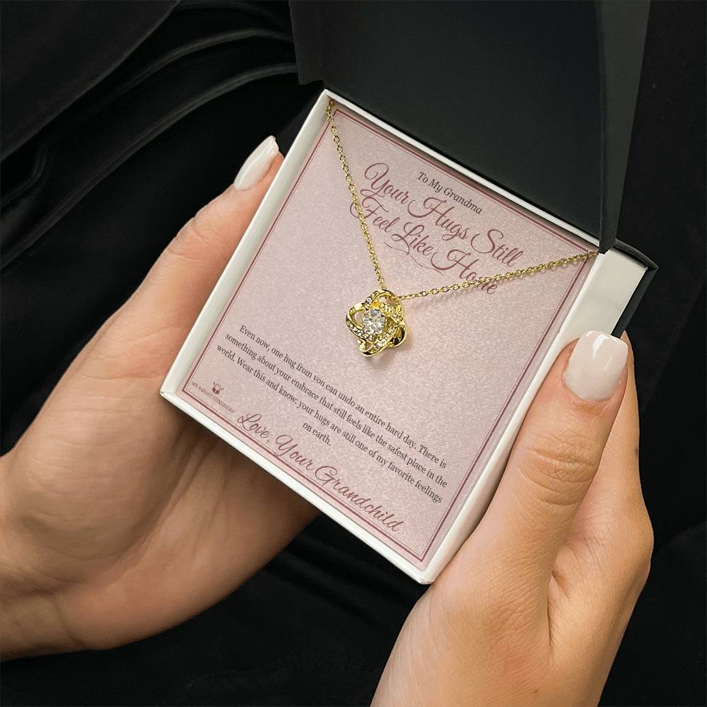 Your Hugs Still Feel Like Home - Love Knot Necklace for Grandmother - personalized keepsake gift from SKH Radiant Expressions