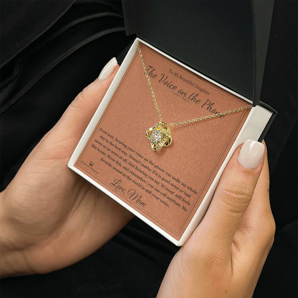 The Voice on the Phone - Love Knot Necklace for Daughter - personalized keepsake gift from SKH Radiant Expressions