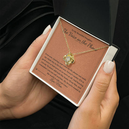 Love Knot Necklace with personalized message card for daughter