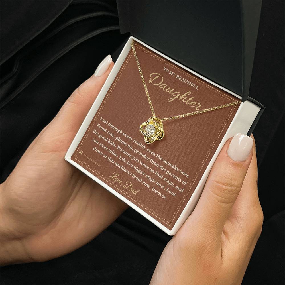 Love Knot Necklace with personalized message card for daughter