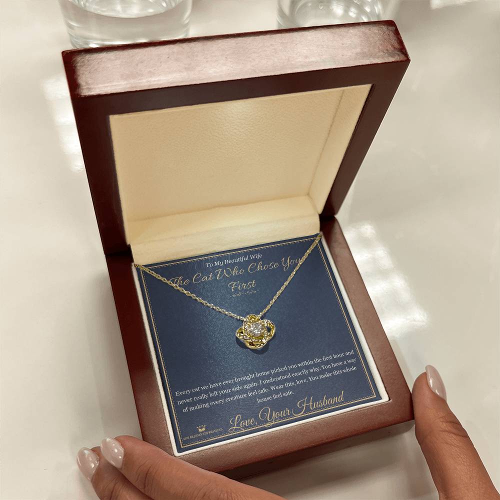 The Cat Who Chose You First - Love Knot Necklace for Wife