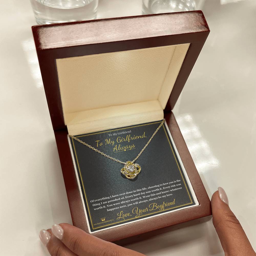 To My Girlfriend, Always - Love Knot Necklace for Girlfriend