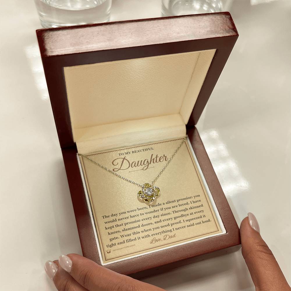 Love Knot Necklace engraved with your own words for daughter