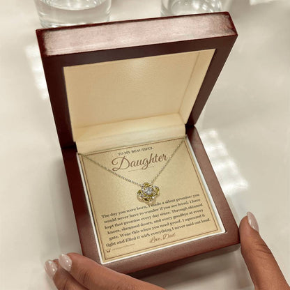 Love Knot Necklace engraved with your own words for daughter