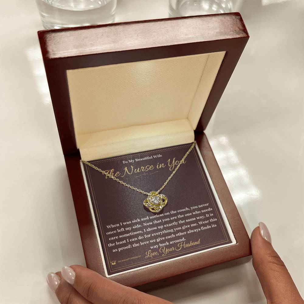 Love Knot Necklace engraved with your own words for wife