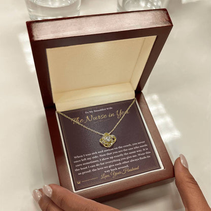 Love Knot Necklace engraved with your own words for wife
