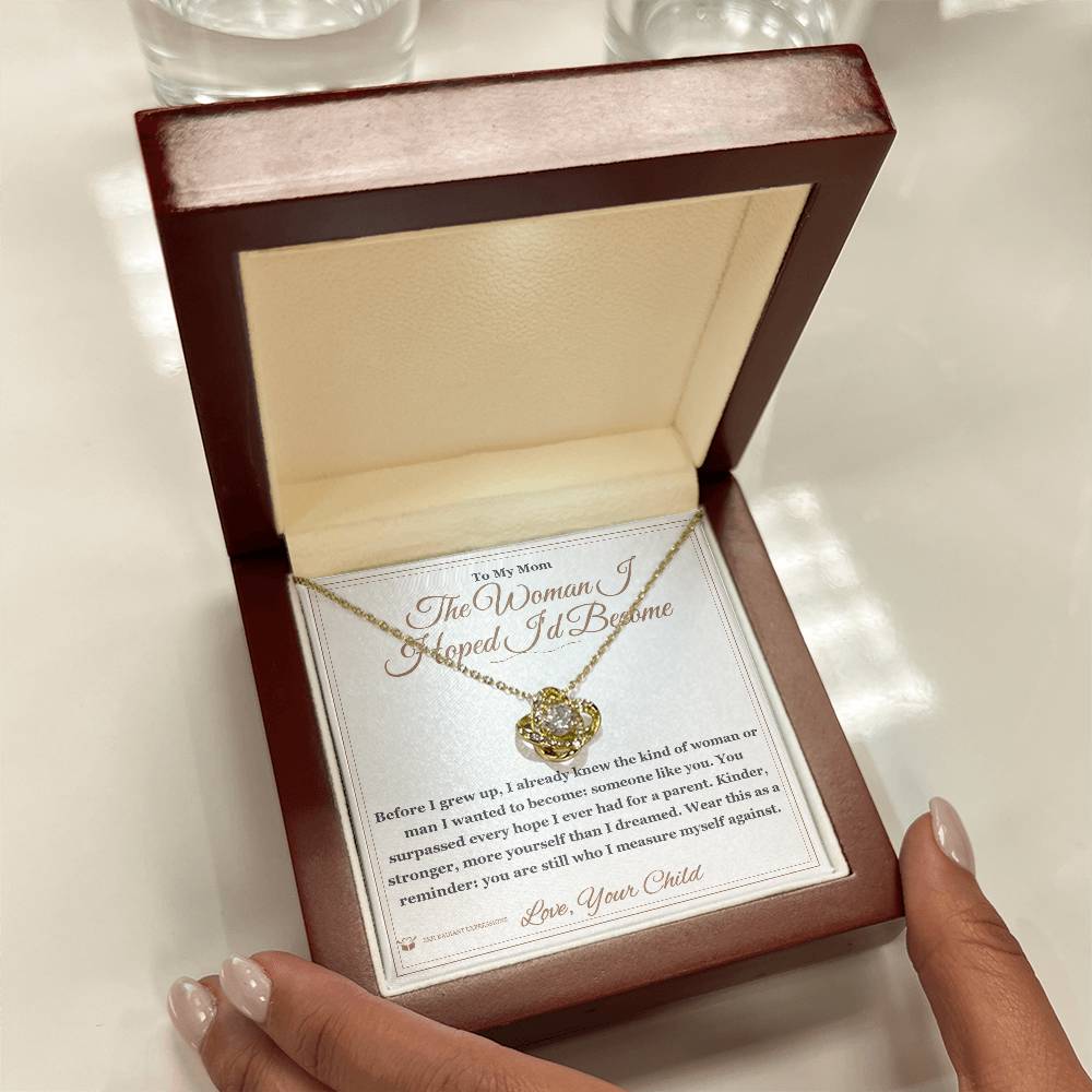 Custom name-personalized Love Knot Necklace gift for mom