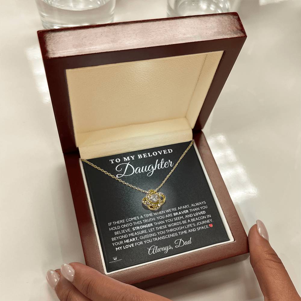 To My Beloved Daughter - Heartfelt Words From Dad - Love Knot Necklace - personalized keepsake gift from SKH Radiant Expressions
