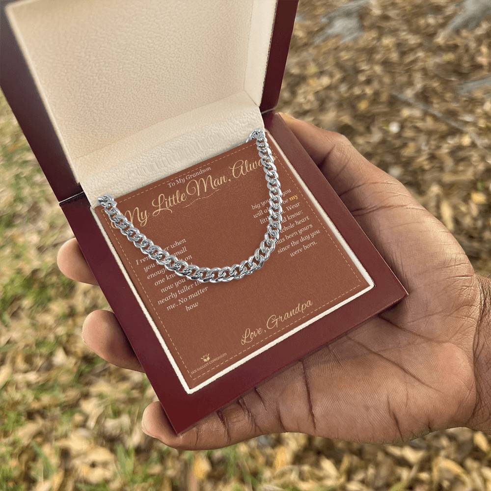 My Little Man, Always - Cuban Link Chain for Grandson