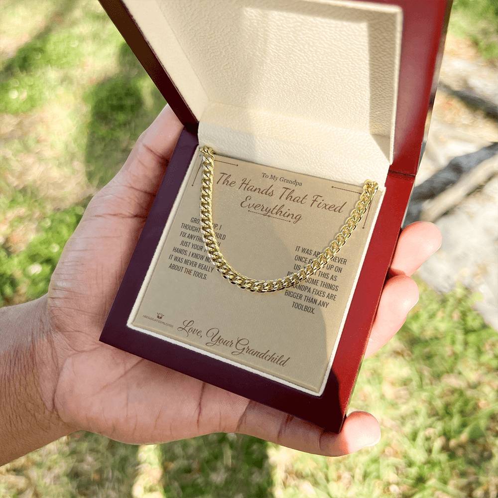 The Hands That Fixed Everything - Cuban Link Chain for Grandfather - personalized keepsake gift from SKH Radiant Expressions