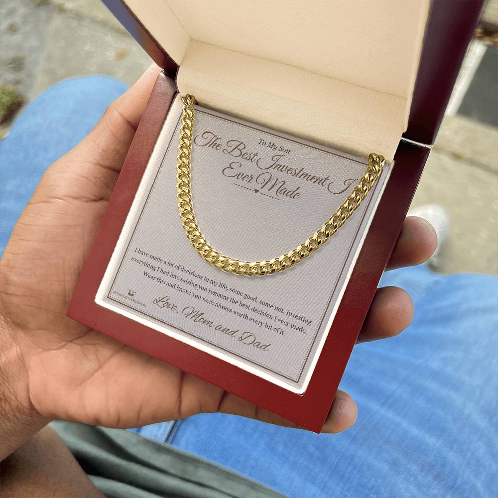 The Best Investment I Ever Made - Cuban Link Chain for Son - personalized keepsake gift from SKH Radiant Expressions