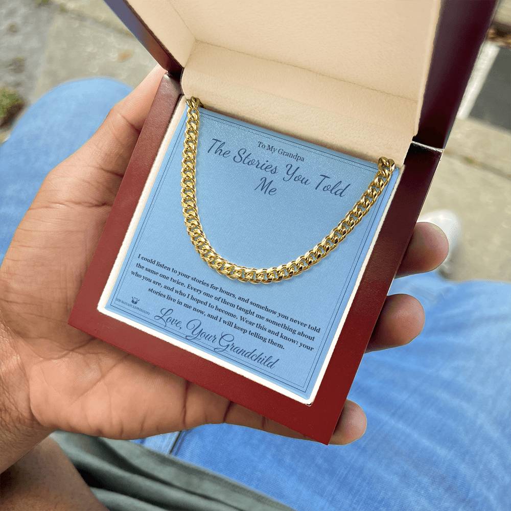The Stories You Told Me - Cuban Link Chain for Grandfather - personalized keepsake gift from SKH Radiant Expressions