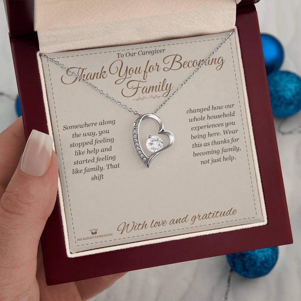 Forever Love Necklace engraved with your own words for caregiver