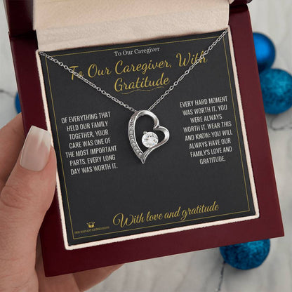Forever Love Necklace engraved with your own words for caregiver