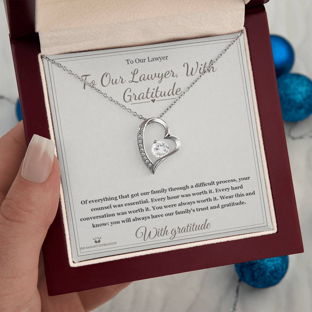 To Our Lawyer, With Gratitude - Forever Love Necklace for Lawyer - personalized keepsake gift from SKH Radiant Expressions