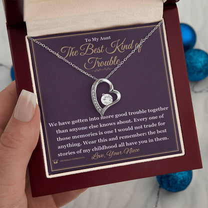 Forever Love Necklace with personalized message card for aunt