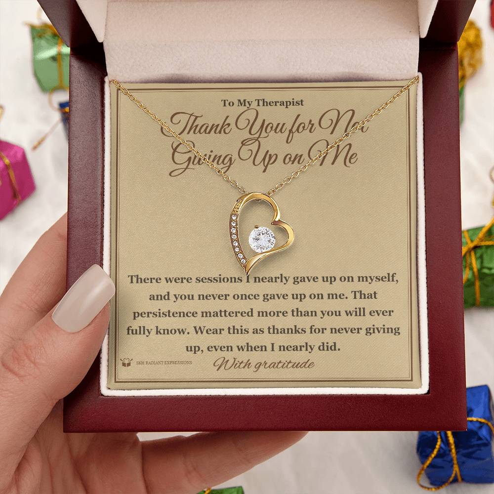 Forever Love Necklace engraved with your own words for therapist