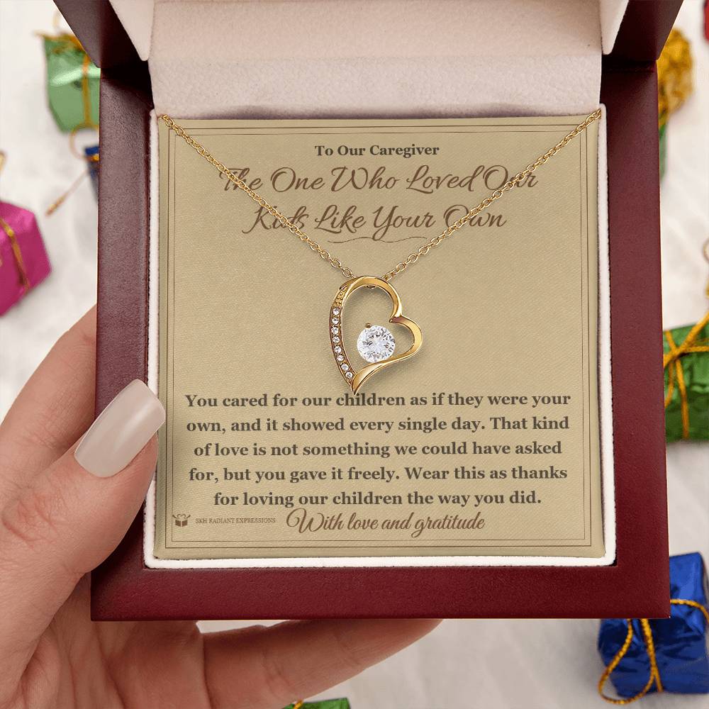 Forever Love Necklace engraved with your own words for caregiver