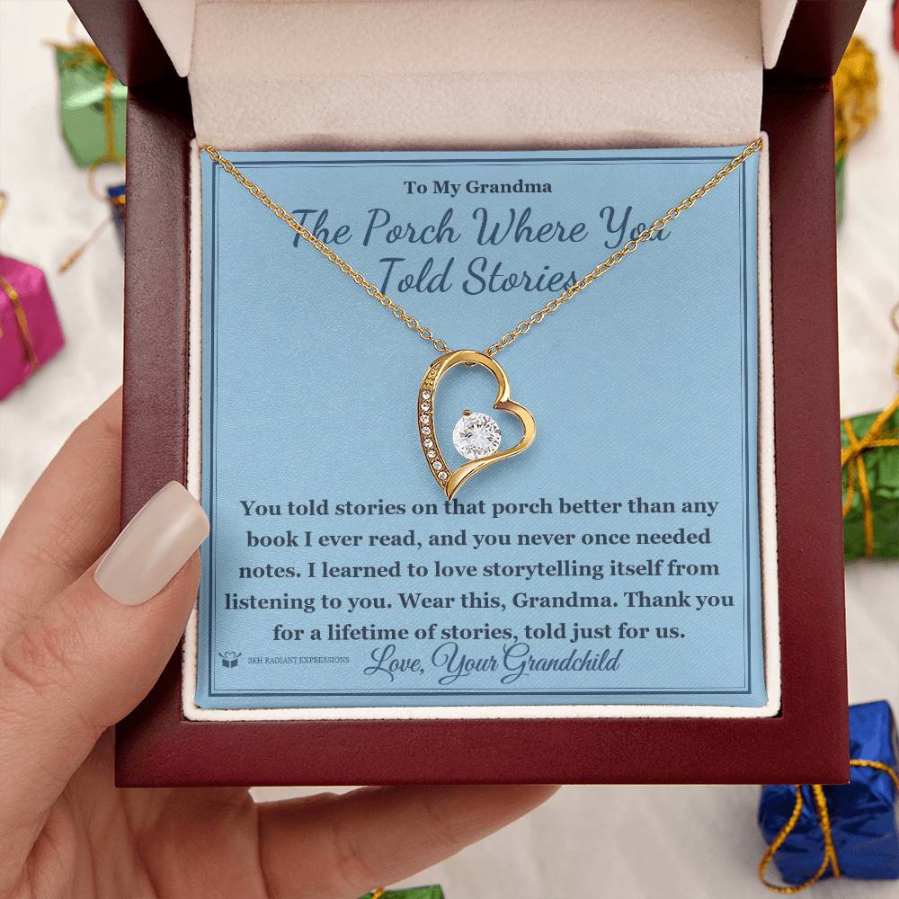 Forever Love Necklace engraved with your own words for grandmother