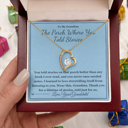 Forever Love Necklace engraved with your own words for grandmother