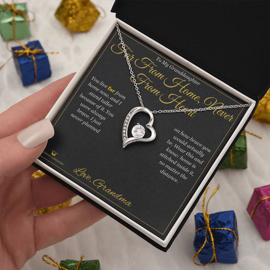 Far From Home, Never From Heart - Forever Love Necklace for Granddaughter