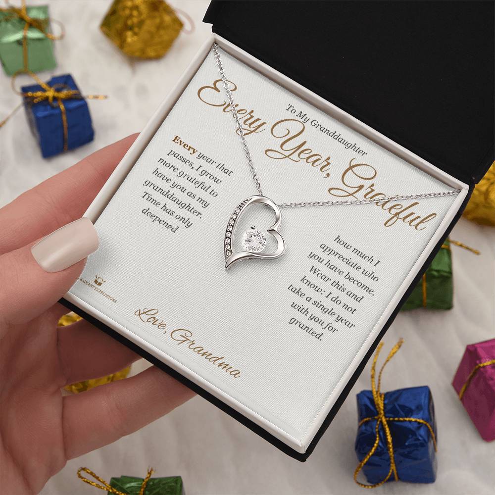 Engraved Forever Love Necklace with message for granddaughter