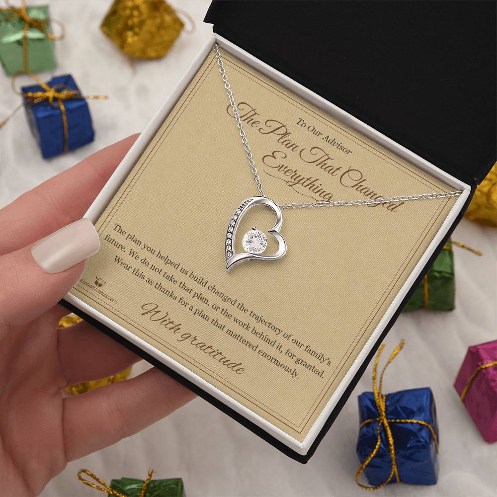 The Plan That Changed Everything - Forever Love Necklace for Advisor - personalized keepsake gift from SKH Radiant Expressions