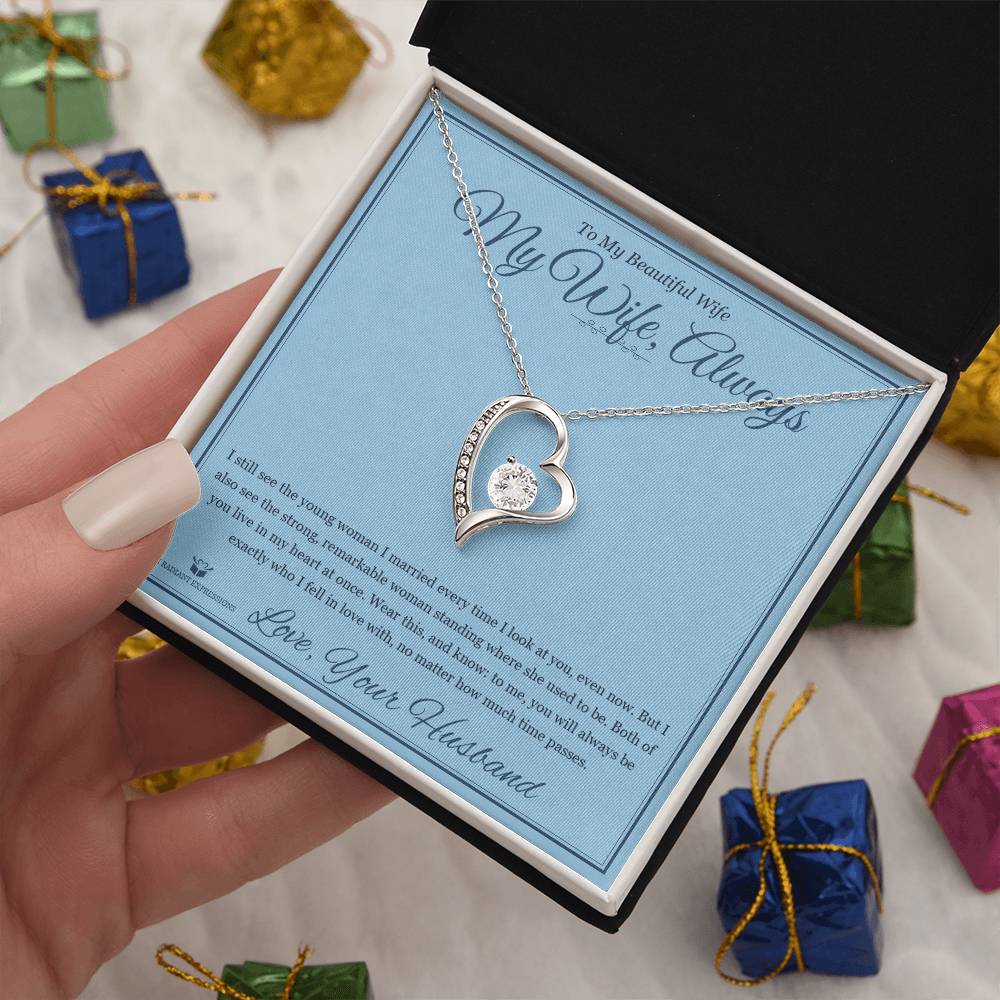 My Wife, Always - Forever Love Necklace with Red Rose Box for Wife - personalized keepsake gift from SKH Radiant Expressions
