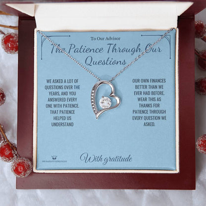 Forever Love Necklace engraved with your own words for advisor