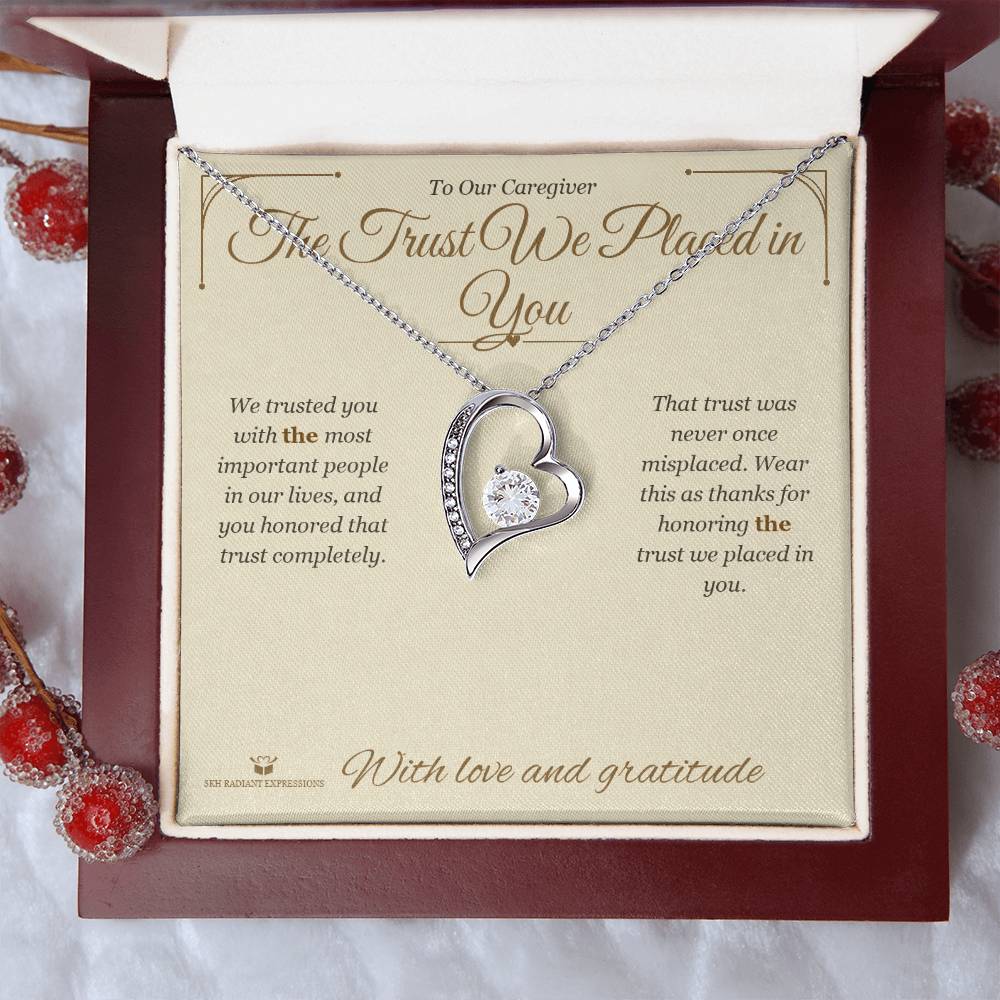Forever Love Necklace engraved with your own words for caregiver