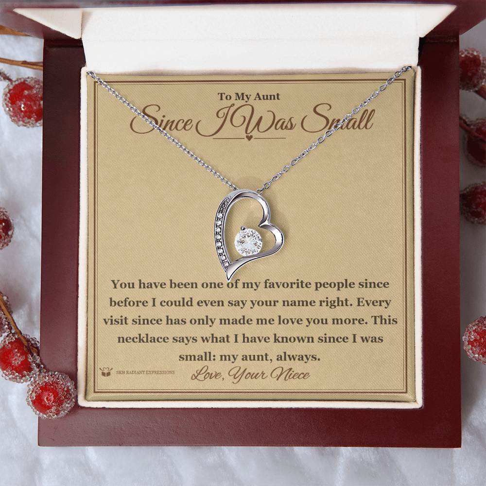 Forever Love Necklace with personalized message card for aunt