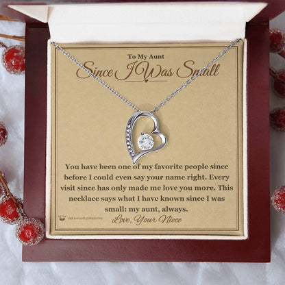 Forever Love Necklace with personalized message card for aunt