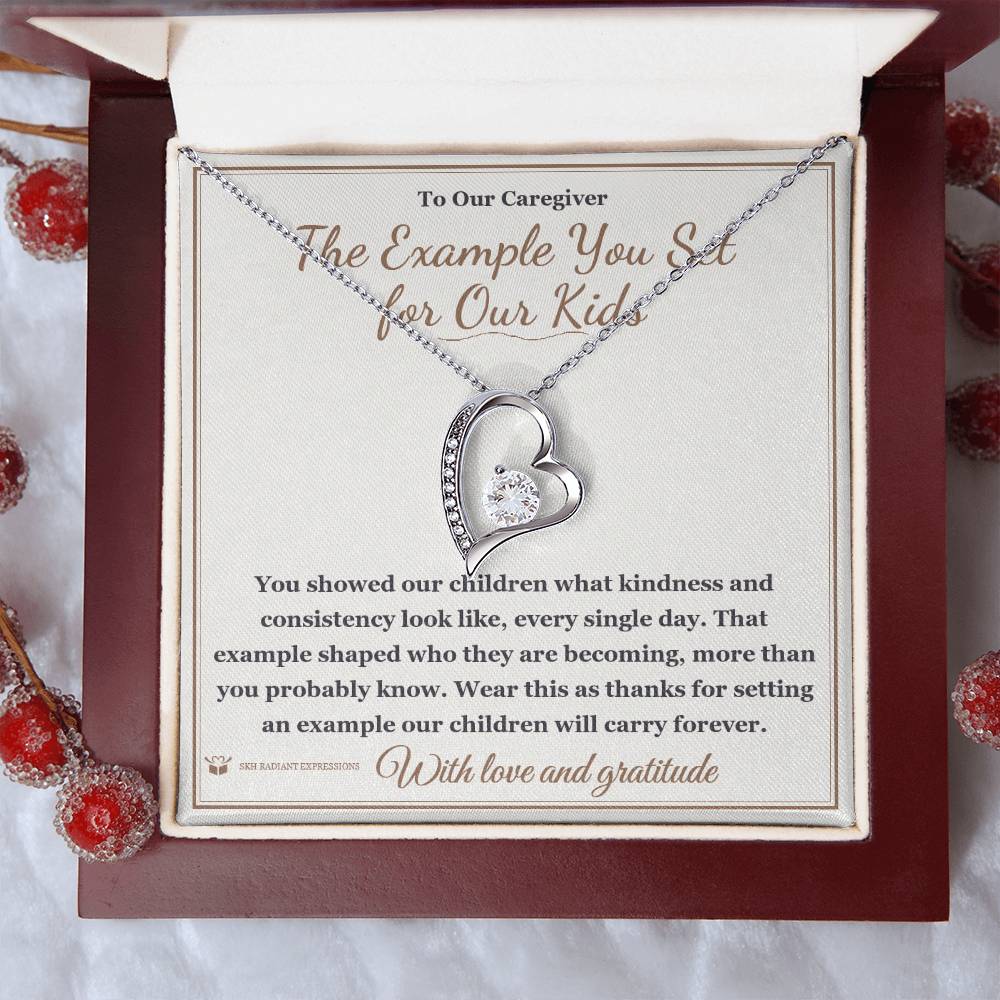 Forever Love Necklace with personalized message card for caregiver
