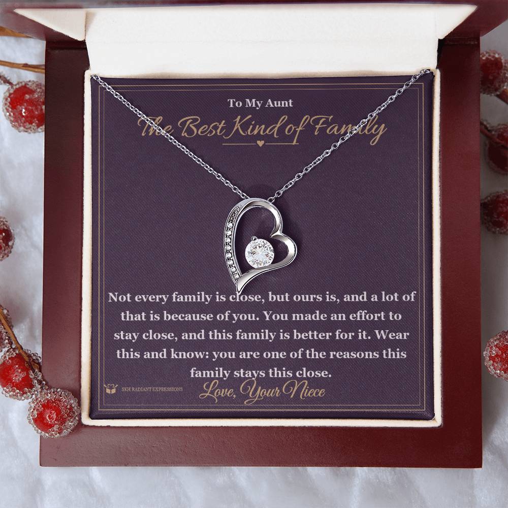 Forever Love Necklace with personalized message card for aunt