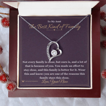 Forever Love Necklace with personalized message card for aunt