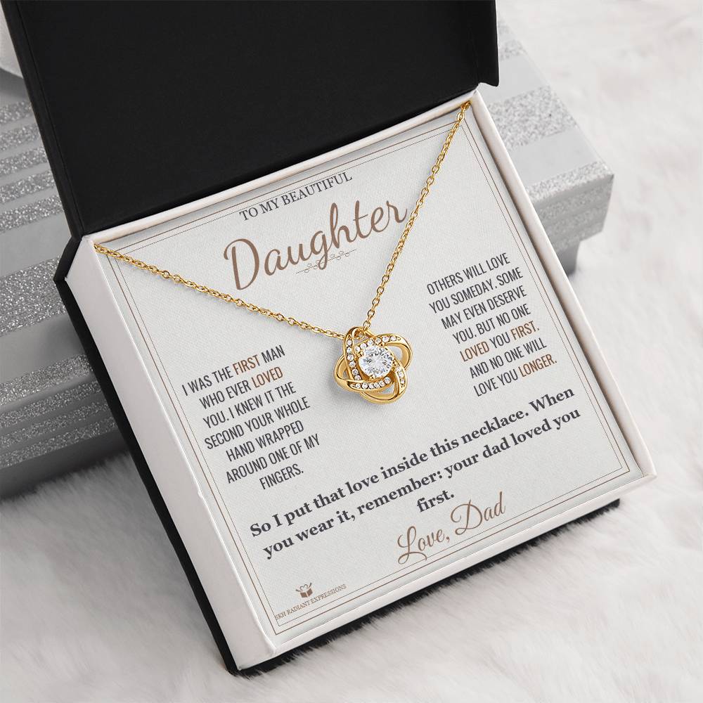 The First Man Love Knot Necklace for Daughter - personalized keepsake gift from SKH Radiant Expressions