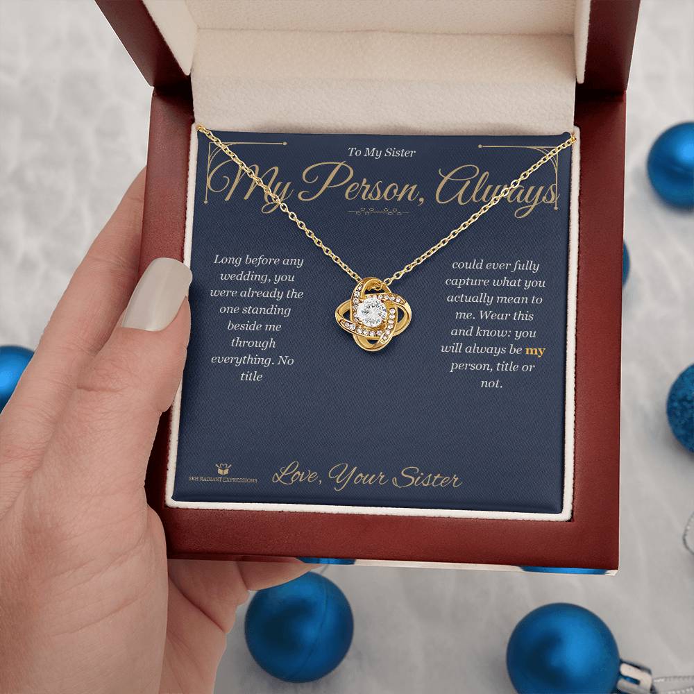 Add a name to this Love Knot Necklace - gift for sister